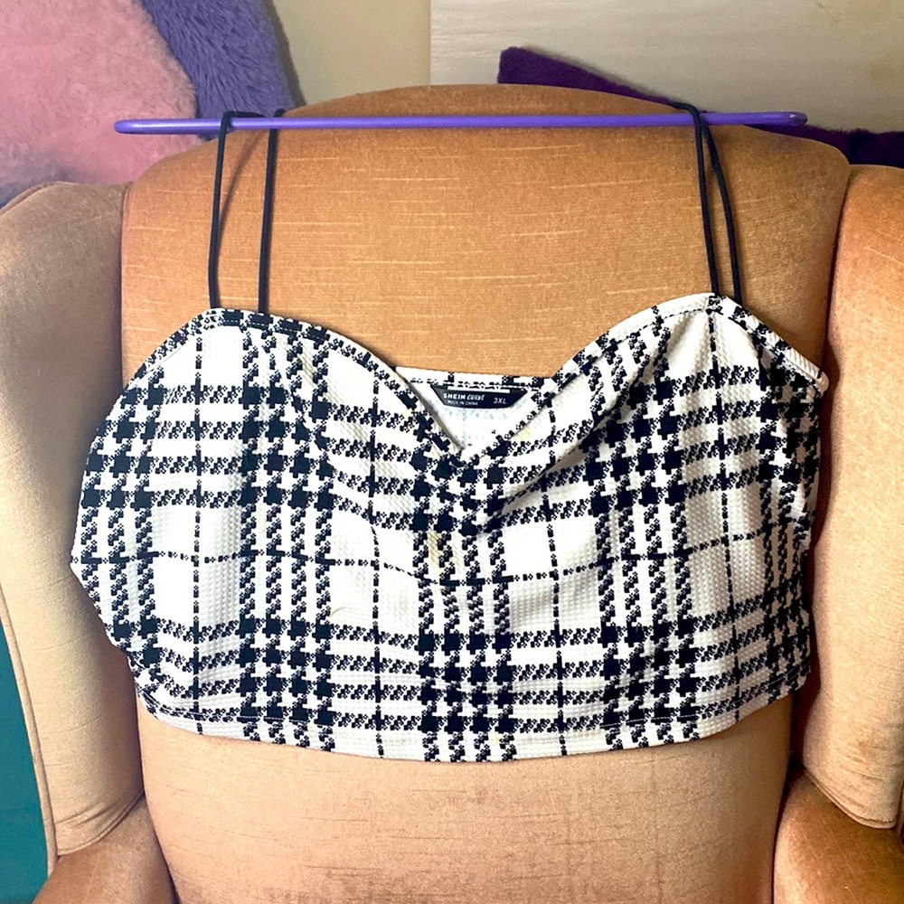 White and black plad crop top !! 3XL !!
